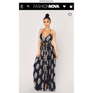 Holy Slit Dress - Navy/Taupe